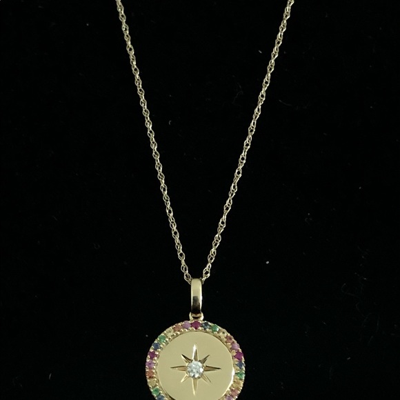 14KT Gold Multi Color Diamond Necklace